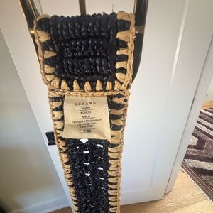 Sezane Black and Tan Woven Belt